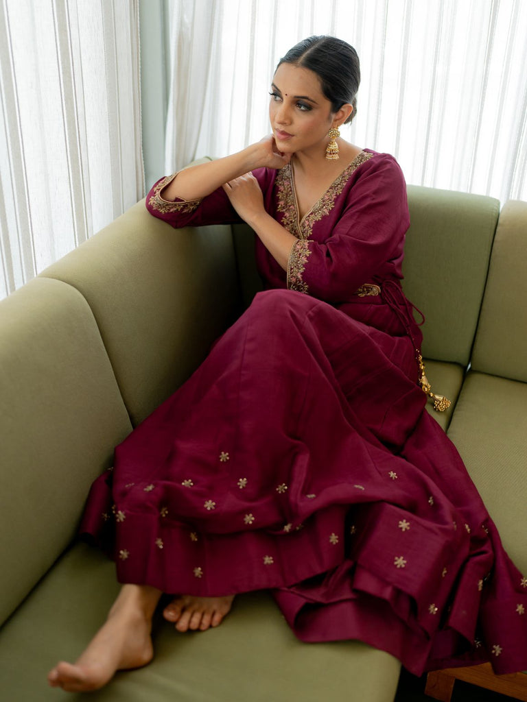 Plum Passion Angrakha Gown