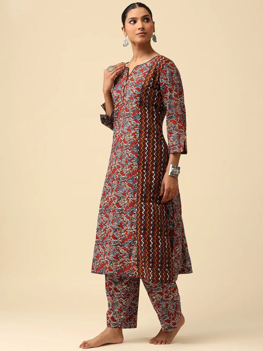 Red Floral Kurta Set | Under 2000/-
