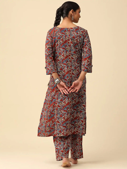Red Floral Kurta Set | Under 2000/-