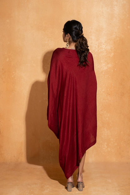 Red Side Embroidery Kaftan