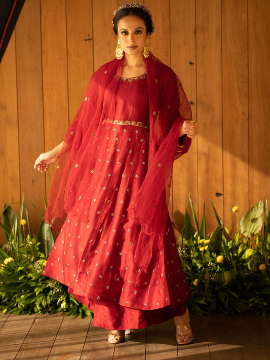 Royal Red Anarkali Set