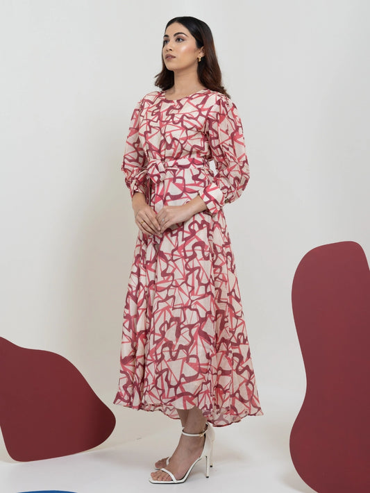 Ruby Maze Tie-Up Dress