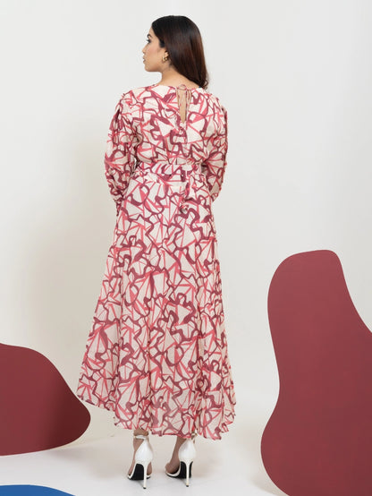 Ruby Maze Tie-Up Dress