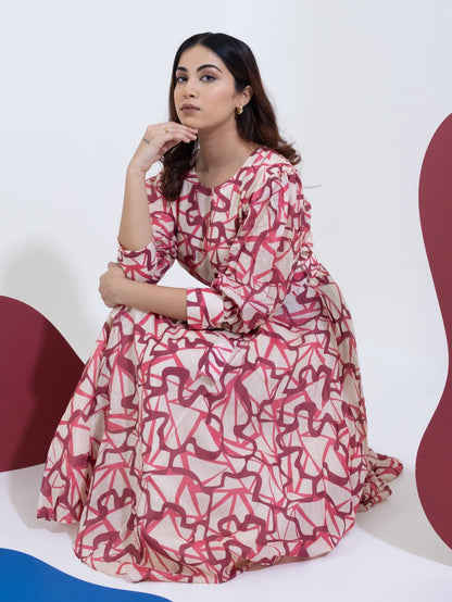 Ruby Maze Tie-Up Dress