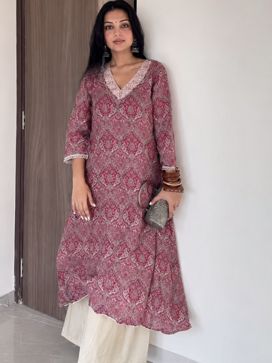Rubine | Cotton Crepe Kurta Set for woman | By Wos