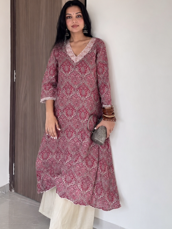 Rubine | Cotton Crepe Kurta Set for woman | By Wos