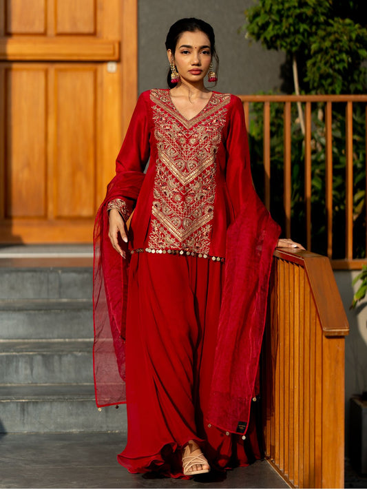 Ruby Radiance Sharara set