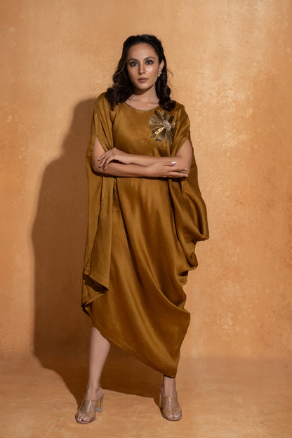 Rust Side Embroidery Kaftan