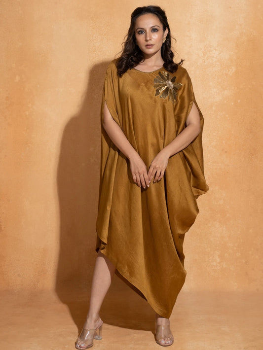 Rust Side Embroidery Kaftan