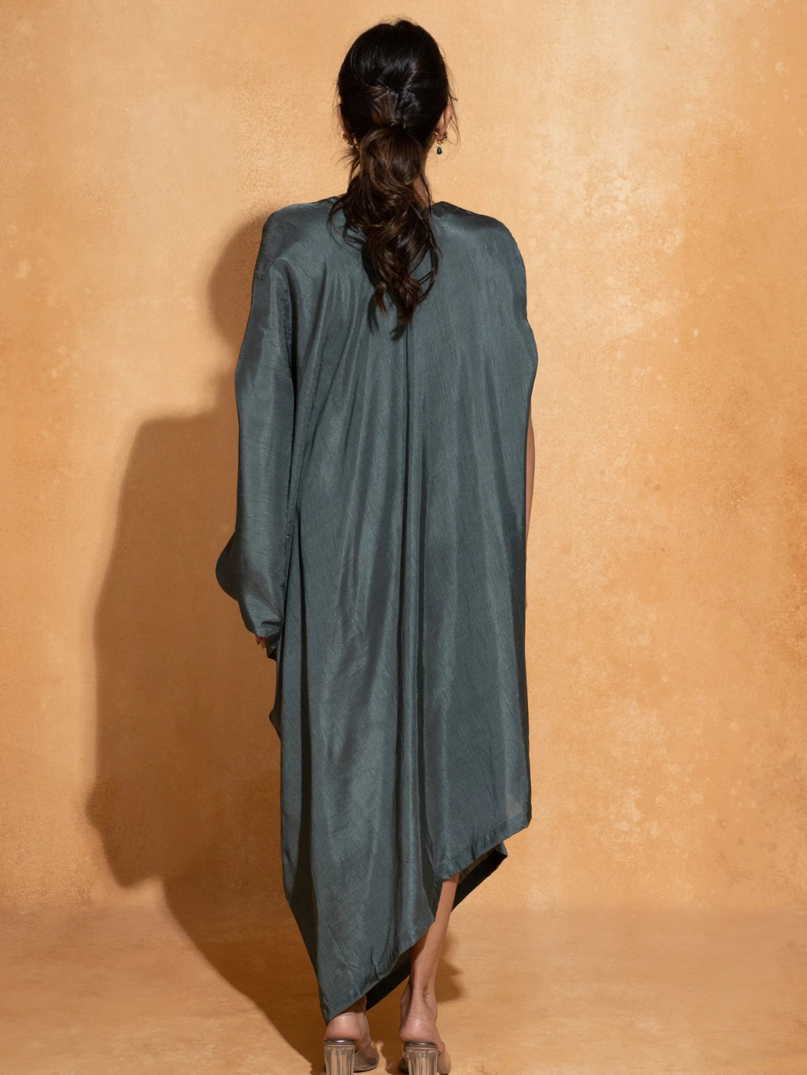 Steel Blue Side Embroidery Kaftan