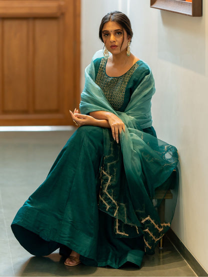 Teal Bliss Anarkali Set