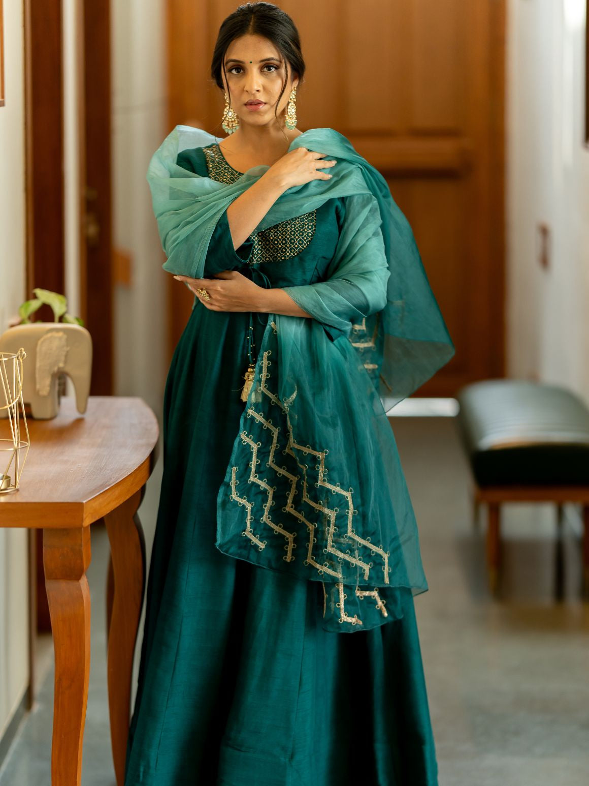 Teal Bliss Anarkali Set