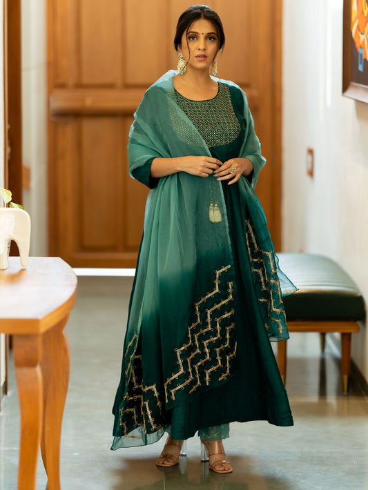 Teal Bliss Anarkali Set