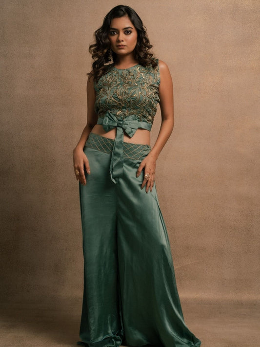 Turquiose Crop Top Set