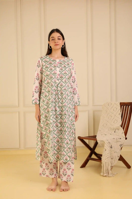 White Rose Kurta Set