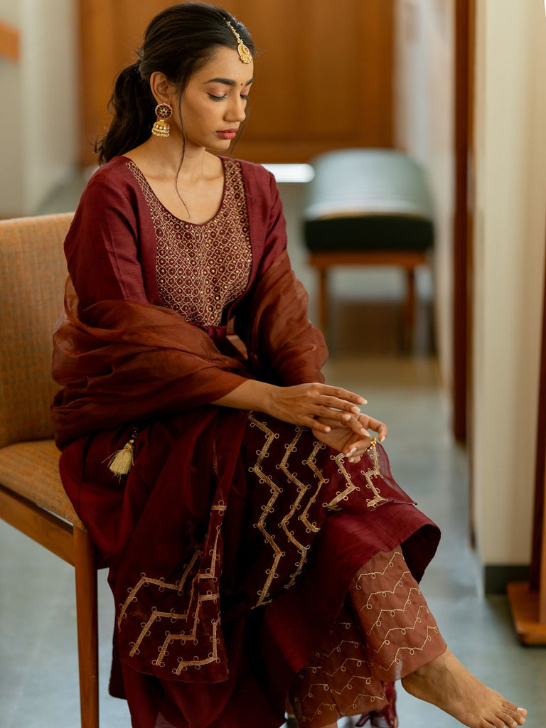 Wine Charm Anarkali Set