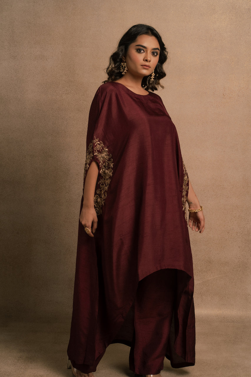 Wine Meraki Kaftan Kurta Set