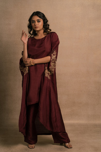 Wine Meraki Kaftan Kurta Set