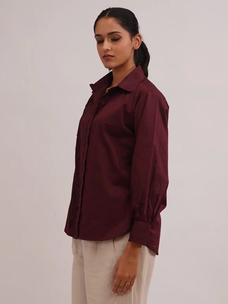  burgundy shirt for office wear