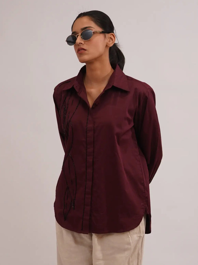 maroon shirt for women