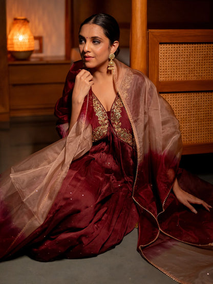 Wine Wonder anarkali set