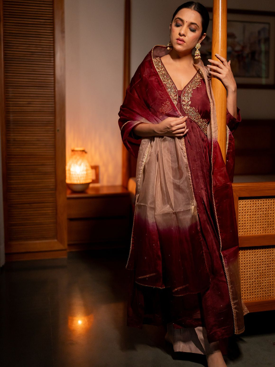 Wine Wonder anarkali set
