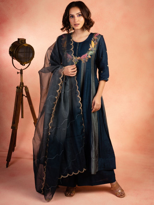 Blue Two Tone Anarkali Set