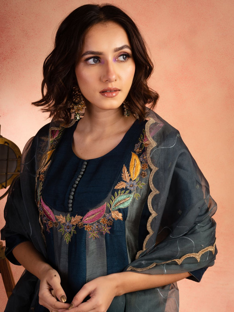 Blue Two Tone Anarkali Set
